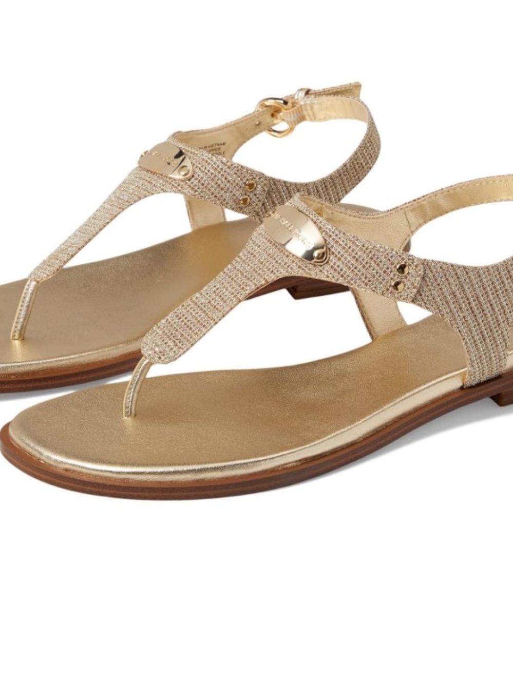 Michael Kors Gold T-Strap Embellished Sandals